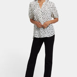 Short Puff Sleeved Popover Top - Josephine Dots