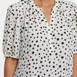 Short Puff Sleeved Popover Top - Josephine Dots
