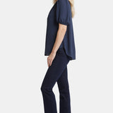 Short Puff Sleeve Popover Top - Oxford Navy