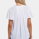 Pleated Flutter Sleeved Blouse - Optic White