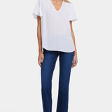 Pleated Flutter Sleeved Blouse - Optic White