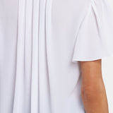Pleated Flutter Sleeved Blouse - Optic White