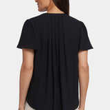 Pleated Flutter Sleeved Blouse - Black