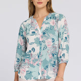 Pintuck Blouse - Floral Mosaic