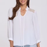 Lorelei Lace Yoke Blouse - Optic White