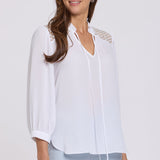 Lorelei Lace Yoke Blouse - Optic White