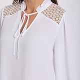 Lorelei Lace Yoke Blouse - Optic White