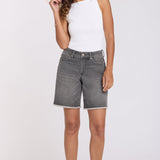 Naomi Relaxed A-Line Denim Shorts - Dusty Ash