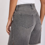 Naomi Relaxed A-Line Denim Shorts - Dusty Ash