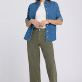 Alyssa Relaxed Crop Jeans - Desert Green