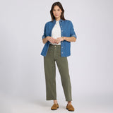 Alyssa Relaxed Crop Jeans - Desert Green