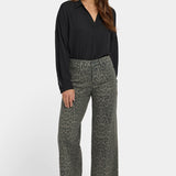 Teresa Wide Leg Ankle Jeans - Vine Leaf Leopard