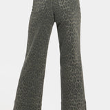 Teresa Wide Leg Ankle Jeans - Vine Leaf Leopard