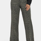 Teresa Wide Leg Ankle Jeans - Vine Leaf Leopard