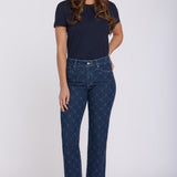 Marilyn Straight Ankle Jeans - Geo Flower Print