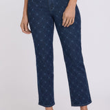 Marilyn Straight Ankle Jeans - Geo Flower Print