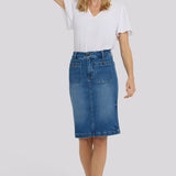 High Rise Denim Skirt - Wild River