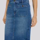 High Rise Denim Skirt - Wild River