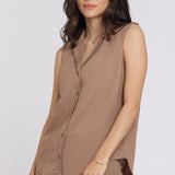 Gabrielle Sleeveless Blouse - Toasted Coconut
