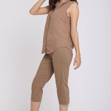 Gabrielle Sleeveless Blouse - Toasted Coconut