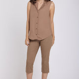 Gabrielle Sleeveless Blouse - Toasted Coconut