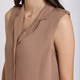 Gabrielle Sleeveless Blouse - Toasted Coconut