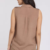 Gabrielle Sleeveless Blouse - Toasted Coconut