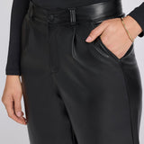 Vegan Stretch Leather Relaxed Bermuda Shorts - Black