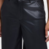 Vegan Stretch Leather Morgan Trouser Pants - Black