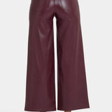 Vegan Stretch Leather Wide Leg Trouser Pants - Tavern