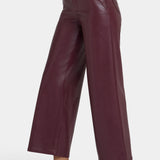 Vegan Stretch Leather Wide Leg Trouser Pants - Tavern