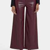 Vegan Stretch Leather Wide Leg Trouser Pants - Tavern