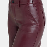 Vegan Stretch Leather Wide Leg Trouser Pants - Tavern