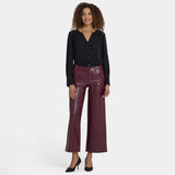 Vegan Stretch Leather Wide Leg Trouser Pants - Tavern