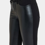 Vegan Leather And Ponte Marilyn Straight Pants - Black