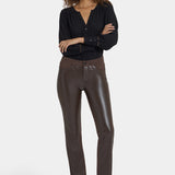 Vegan Leather And Ponte Marilyn Straight Pants - Coffee Bean
