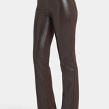 Vegan Leather And Ponte Marilyn Straight Pants - Coffee Bean