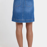 High Rise A-Line Utility Denim Skirt - Blue Paradise