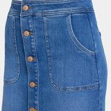 High Rise A-Line Utility Denim Skirt - Blue Paradise