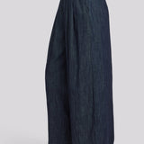 Giselle Wide Leg Ankle Trouser Pants - Dark Indigo