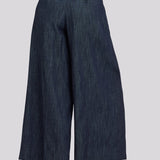 Giselle Wide Leg Ankle Trouser Pants - Dark Indigo
