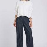 Teresa Wide Leg Ankle Jeans - Dark Indigo