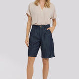 Gwen Relaxed Bermuda Denim Shorts - Dark Indigo