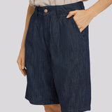 Gwen Relaxed Bermuda Denim Shorts - Dark Indigo