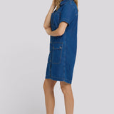 Denim Utility Dress - Medium Indigo