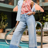 Teresa Wide Leg Ankle Jeans - Oasis Sand
