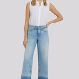 Teresa Wide Leg Ankle Jeans - Oasis Sand