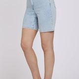 Erin Relaxed Denim Shorts - Azure Stripe