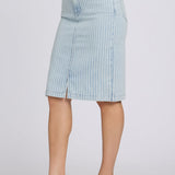 High Rise Denim Skirt - Azure Stripe