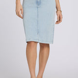 High Rise Denim Skirt - Azure Stripe